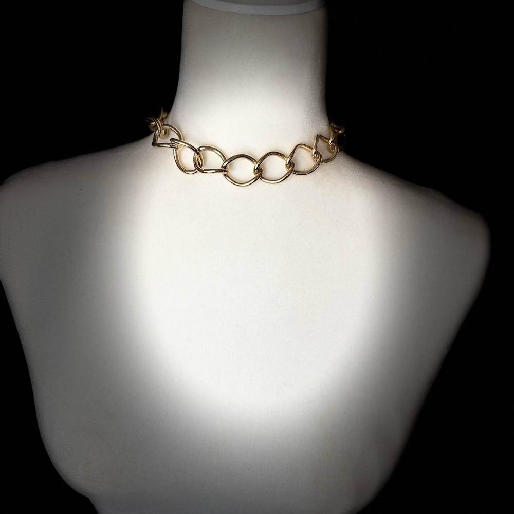 Gold Plated Choker Necklace with Chunky Chain Links